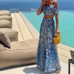 Summer Women's Fashion Chic Printed Skirt Camisole Top Two-Piece Set -Deals Toggenix Store 76be619bcec91842