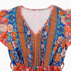 Women's Summer V-Neck Ruffle Sleeve Floral Print Long Dress 23 Women's Summer V-Neck Ruffle Sleeve Floral Print Long Dress -Deals Toggenix Store 779be9dfc616b070