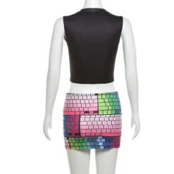 Women's Summer Street Style Print Sleeveless Slim Two Piece Skirt Set -Deals Toggenix Store 77cdb16c1c296b7f