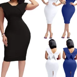 Women's Office Dress Sleeveless Square Neck Back Zipper Slit Dress 39 Women's Office Dress Sleeveless Square Neck Back Zipper Slit Dress -Deals Toggenix Store 7890d60b7321af47