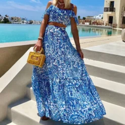 Summer Women's Fashion Chic Printed Skirt Camisole Top Two-Piece Set -Deals Toggenix Store 79da06b184abbd03