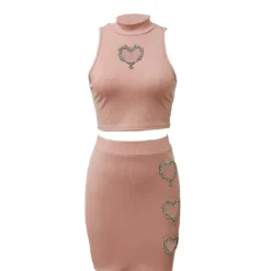 Women Solid Sleeveless Top And Sexy Heart Print Skirt Two-piece Set -Deals Toggenix Store 7a1fc29b62a111b9