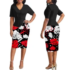 Sexy Fashionable Digital Printed Short-Sleeved V-Neck Career Women's Dress -Deals Toggenix Store 7ac39c61281482b9