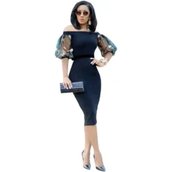 Women Embroidered Puff Sleeve Off Shoulder Dress -Deals Toggenix Store 7b2583468585da73