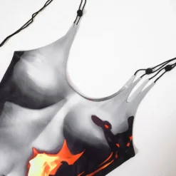 Women Sleeveless Flame Print Bodycon Dress -Deals Toggenix Store 7b2860a77262ec59