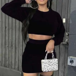 Women Velvet Long Sleeve Top And Mini Skirt Two Piece Set 20 Women Velvet Long Sleeve Top And Mini Skirt Two Piece Set -Deals Toggenix Store 7b9073192f955ae0