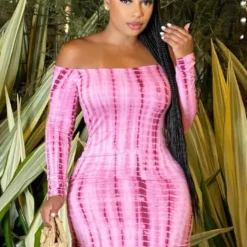 Women'S Fashion Print Off Shoulder Long Sleeve Slim Bodycon Dress -Deals Toggenix Store 7dac397cc0eba8c8