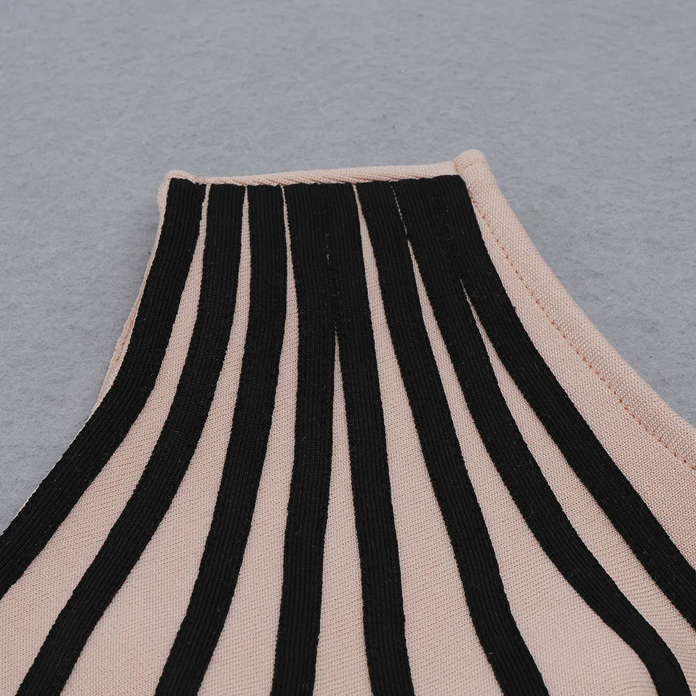 Women Sexy Slit Slash Shoulder Striped One Shoulder Sleeveless Bandage Dress 15 Women Sexy Slit Slash Shoulder Striped One Shoulder Sleeveless Bandage Dress - Image 15