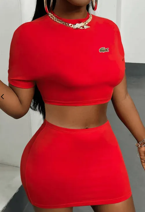 Fashion Sexy Printed T-Shirt Skirt Two Piece Set 2 Fashion Sexy Printed T-Shirt Skirt Two Piece Set - Image 2