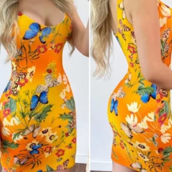 Yellow Sleeveless Printed Sundress -Deals Toggenix Store 7f3d2087610c8a86