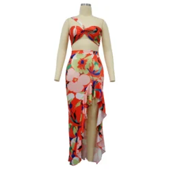 Women Summer Top And Ruffled Slit Skirt Two-piece Set -Deals Toggenix Store 7fe21eabf339f140