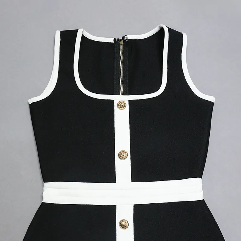 Bandage Dress Fall Fashion Women's Sleeveless Basic Tight Fitting Bodycon Black And White Dress 11 Bandage Dress Fall Fashion Women's Sleeveless Basic Tight Fitting Bodycon Black And White Dress - Image 11