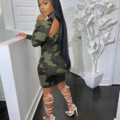 Women Camouflage Print Long Sleeve Dress -Deals Toggenix Store 819ccacd9873cc64