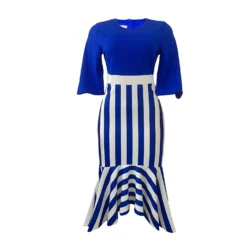 Women's Stripe Irregular Patchwork Mermaid Dress Chic Career Dress -Deals Toggenix Store 81de635a4f5374ce