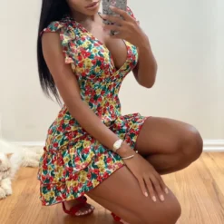 Women Summer V-Neck Floral Dress -Deals Toggenix Store 82ed06bb93cd99db