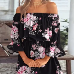 Sexy Fashion Off Shoulder Floral Print Casual Dress -Deals Toggenix Store 82fac820617c9926
