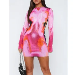 Women's Fashion Printed Round Neck Long Sleeve Slim Dress 38 Women's Fashion Printed Round Neck Long Sleeve Slim Dress -Deals Toggenix Store 82fbdc429bf70a7b
