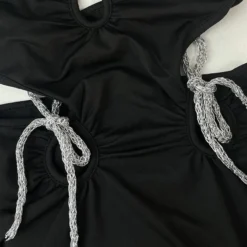 Women's Summer Solid Color Ribbon Decorated Suspenders Hollow Out Low Back Dress -Deals Toggenix Store 82fc8d93a72beaa8