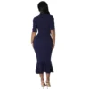 Women Polo Neck Slim Elegant Ruffle Dress