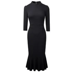 Chic Career Mid Waist Round Neck Solid Zip Up Fashion Women Bodycon Career Dress -Deals Toggenix Store 8381534c045a2e71