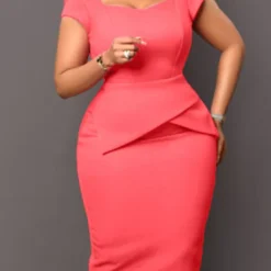 Women Short SleevesSolid Office Bodycon Dress -Deals Toggenix Store 83a96e11372c97c9