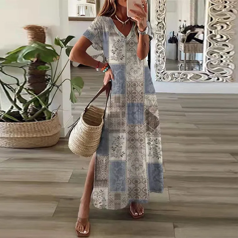 Women Loose Casual Print Short Sleeve Dress 2 Women Loose Casual Print Short Sleeve Dress - Image 2