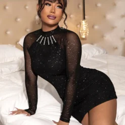 Sexy Fashion Pearl Glitter Tight Fitting Mesh Dress -Deals Toggenix Store 83ca192013683c95
