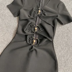 Women's Summer Metallic Sexy And Elegant Long Slim-Fitting Short-Sleeved Bandage Dress -Deals Toggenix Store 84247da7febb971d