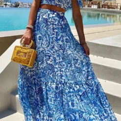 Summer Women's Fashion Chic Printed Skirt Camisole Top Two-Piece Set -Deals Toggenix Store 84478366be917154