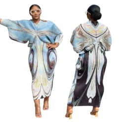 Women'S Fall V-Neck Bat Sleeves Print Dress -Deals Toggenix Store 846dfd6203d52b9f