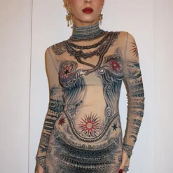 Autumn Women's Sexy Long-Sleeved Mesh Printed High-Waist Slim Fit Short Dress -Deals Toggenix Store 84b24c744c718d11