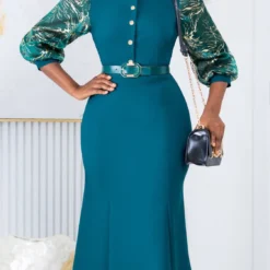 Women Printed Long Sleeve Patchwork Dress -Deals Toggenix Store 868722d97edab17a