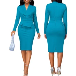 Sexy And Fashionable Solid Color Career Women's V-Neck Dress -Deals Toggenix Store 86a2f201cc62f301