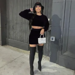 Women Velvet Long Sleeve Top And Mini Skirt Two Piece Set 15 Women Velvet Long Sleeve Top And Mini Skirt Two Piece Set -Deals Toggenix Store 874b8dd21944f402