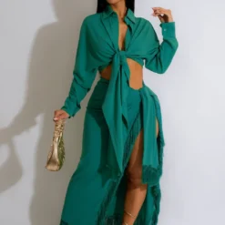 Women's Two-Piece Fringed Slit Skirt Set -Deals Toggenix Store 87abe5aa74186482