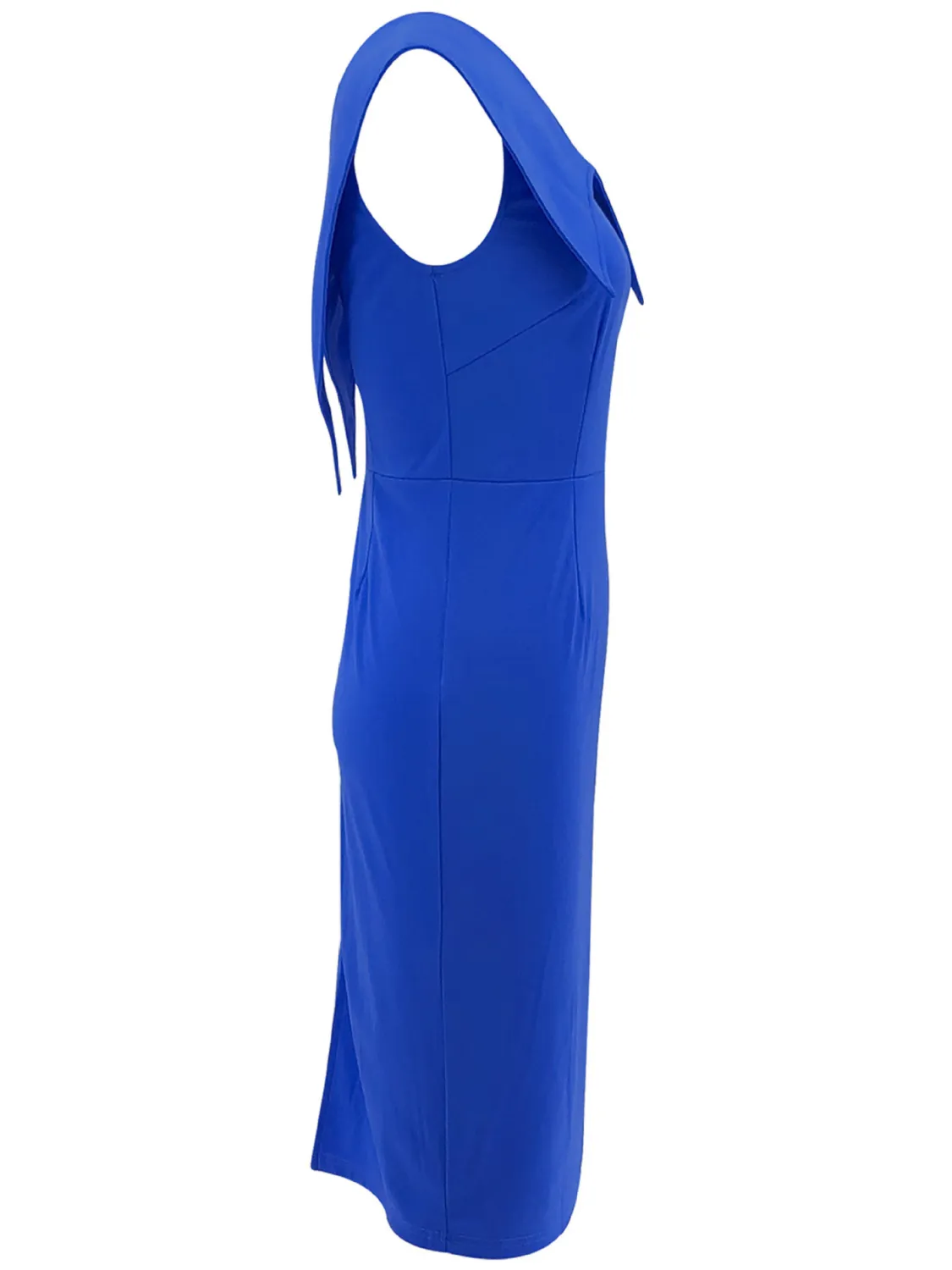 Women's Office Dress Sleeveless Square Neck Back Zipper Slit Dress 15 Women's Office Dress Sleeveless Square Neck Back Zipper Slit Dress - Image 15