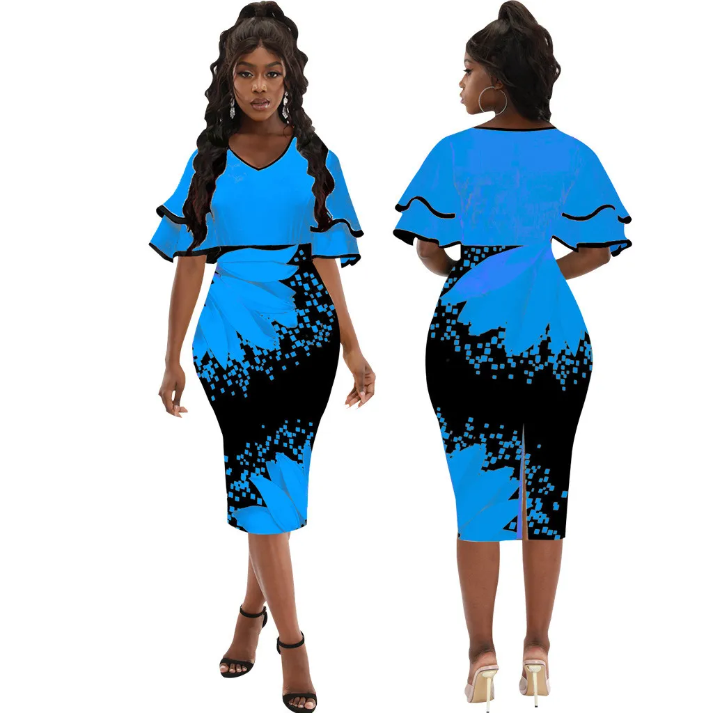 Women Sexy Printed V-neck Short-sleeved Dress 10 Women Sexy Printed V-neck Short-sleeved Dress - Image 10