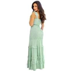 Ruffle Sleeveless Halter Bust Bodycon Cake Maxi Ruffle Two-Piece Set -Deals Toggenix Store 88cfb6fa008434f8