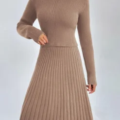 Autumn And Winter Solid Color Knitting Sweater A-Line Skirt Slim Chic Two-Piece Set -Deals Toggenix Store 8995e8bb49bed07c