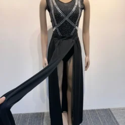 Sexy Beaded See-Through Low Back Mesh Bodysuit Slit Skirt Two-Piece Set -Deals Toggenix Store 8a7c58006cc3759b