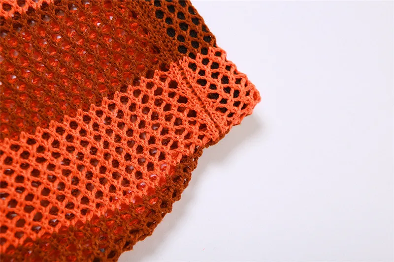 Summer Women's Sexy Hollow Contrast Color Strapless Tank Top High Waist Bodycon See-Through Skirt Set 15 Summer Women's Sexy Hollow Contrast Color Strapless Tank Top High Waist Bodycon See-Through Skirt Set - Image 15