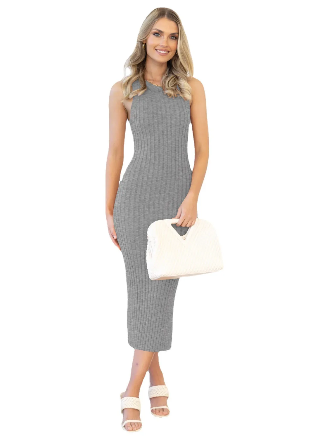 Fashion Trend Women's Sleeveless Slit Rib Tight Fitting Bodycon Jumpsuit Fall Basic 9 Fashion Trend Women's Sleeveless Slit Rib Tight Fitting Bodycon Jumpsuit Fall Basic - Image 9