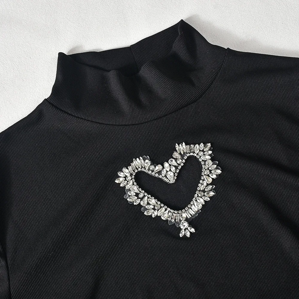 Rhinestone Heart Hollow Crop T-Shirt Short Skirt Fashion Casual Two Piece Set For Women 18 Rhinestone Heart Hollow Crop T-Shirt Short Skirt Fashion Casual Two Piece Set For Women - Image 18