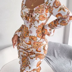 Fall Winter Sexy Lace Up Square Neck Long Sleeve Ruffle Bodycon Dress -Deals Toggenix Store 8bb2d0dba81a2d3f