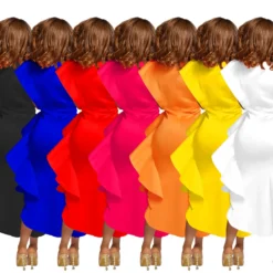 Fashion Women's Solid Color Belted Ruffled Irregular Dress 34 Fashion Women's Solid Color Belted Ruffled Irregular Dress -Deals Toggenix Store 8d174860cdc407e1