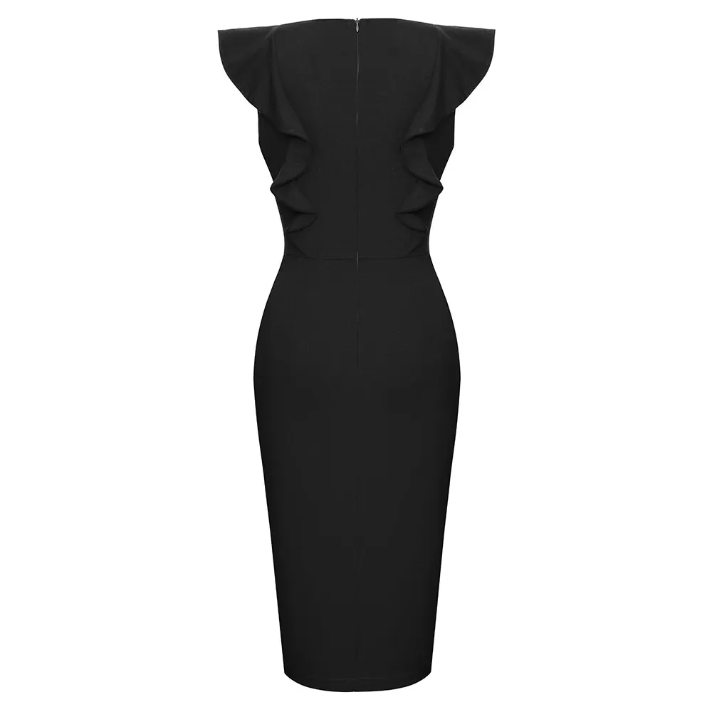Women Fashion Sexy Chic Elegant Bodycon Professional Slim Waist Patchwork Midi Career Dress 3 Women Fashion Sexy Chic Elegant Bodycon Professional Slim Waist Patchwork Midi Career Dress - Image 3
