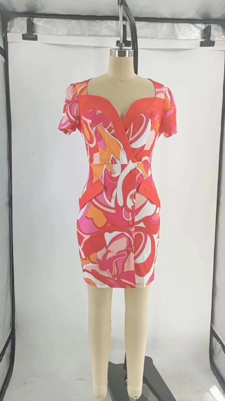 Summer Women's Chic Elegant Fashion Print Bodycon Dress 3 Summer Women's Chic Elegant Fashion Print Bodycon Dress - Image 3