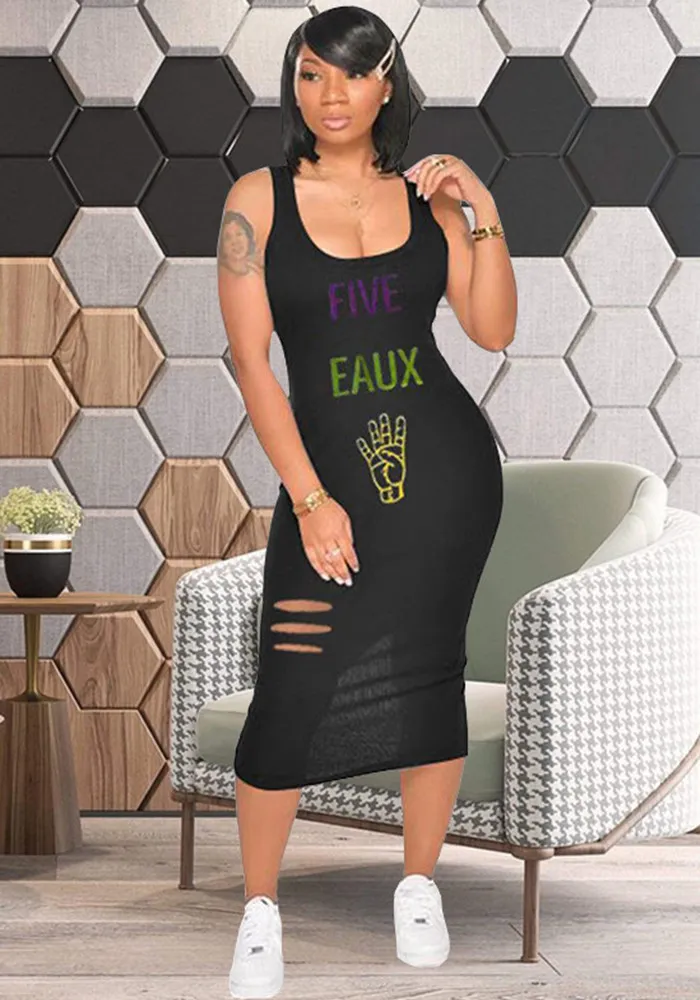 Women's Casual Letter Printed Dress 5 Women's Casual Letter Printed Dress - Image 5