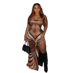 Women Sexy Backless Printed Strapless Slit Lace-Up Dress -Deals Toggenix Store 9065a45e76d1914b