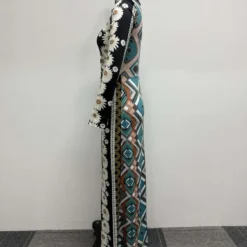 Sexy Floral Printed Turndown Collar Slim Fit Slit Long Dress With Bandana 33 Sexy Floral Printed Turndown Collar Slim Fit Slit Long Dress With Bandana -Deals Toggenix Store 91106d5a93836e91